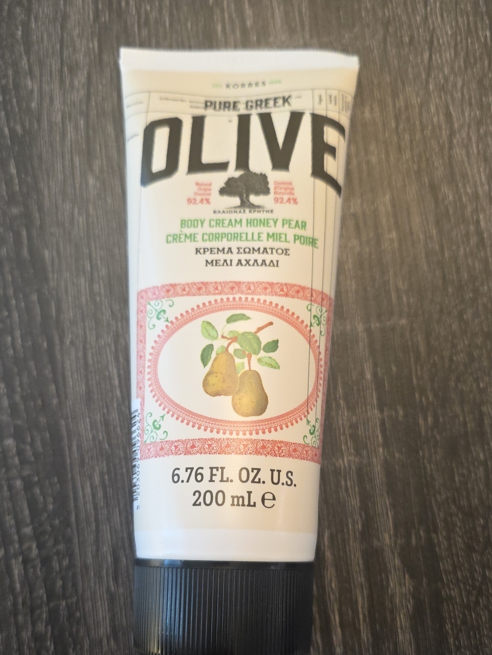 Korres Olive Body Cream Honey Pear - White with Black Cap